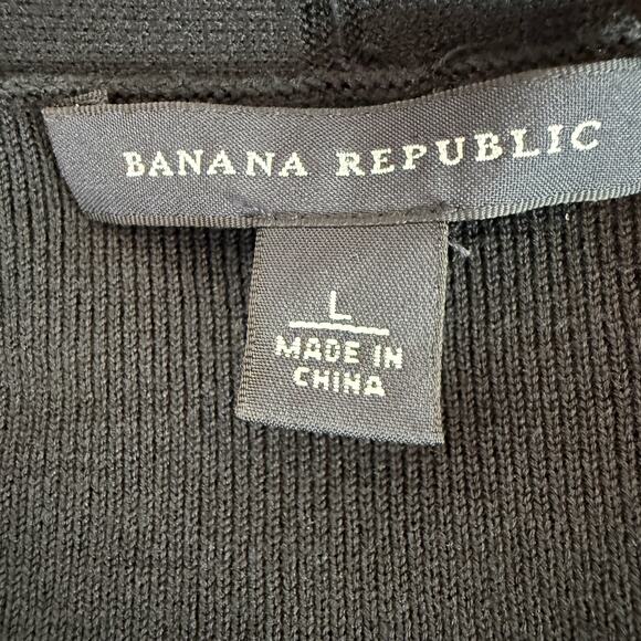 Banana Republic Black V-Neck Stretch Knit Dress | Silk Cotton Blend Bodycon | L - Picture 3 of 11